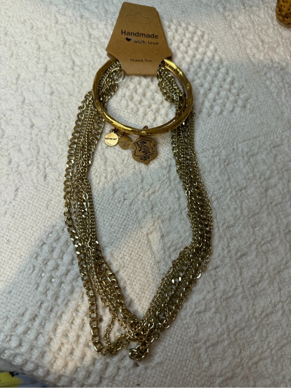 Handmade Gold Multi-Chain Statement Necklace and bangles